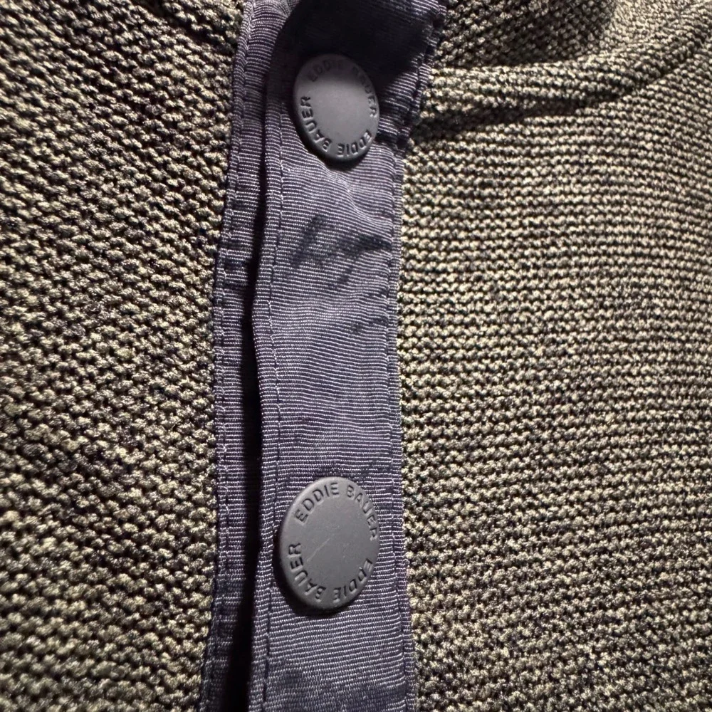 Eddie Bauer XXL Pullover Fleece‎ Olive Green Mens Snap Sweater Heavyweight